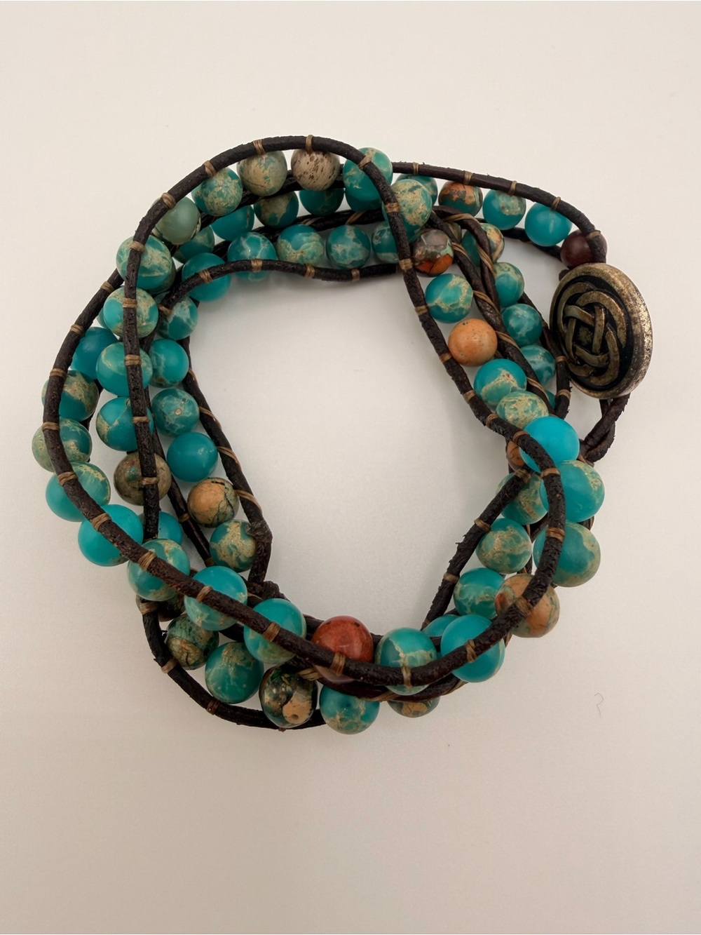 Turquoise Bead Multi-Strand Wrap Bracelet - Unbranded